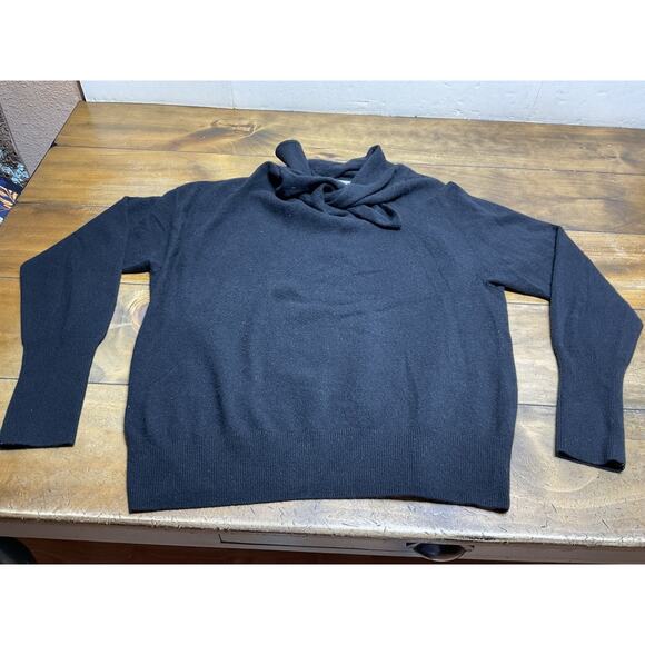 BROCHU WALKER Tie Neck Wrap Cashmere Sweater Size Black Size Large - Picture 1 of 10